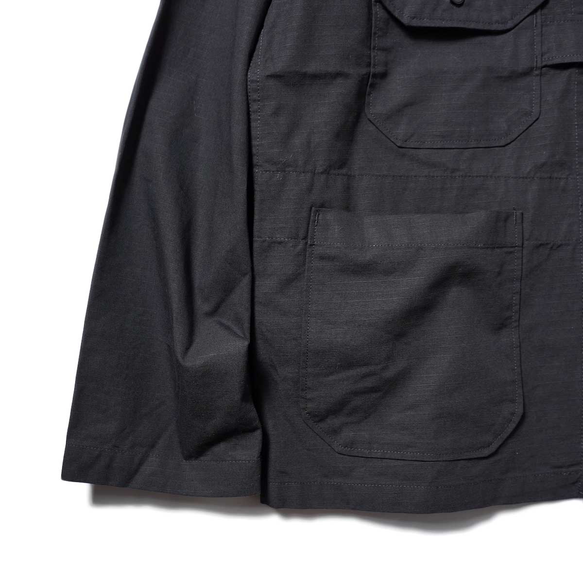 Engineered Garments / Cardigan Jacket-Cotton Ripstop (Black)裾、袖、ポケット
