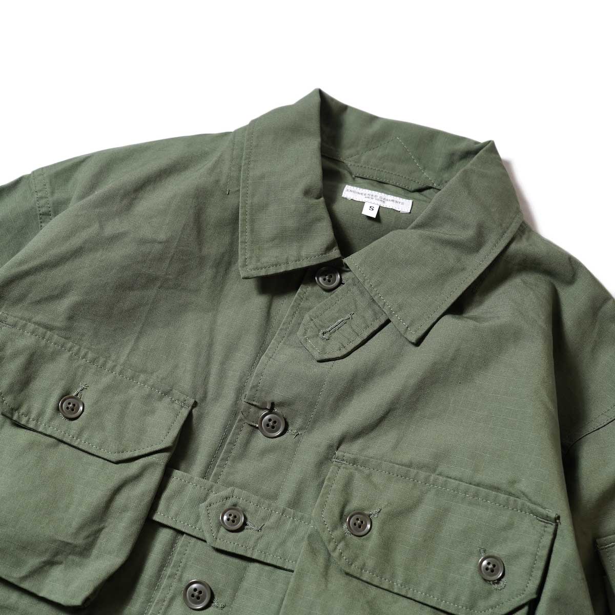 Engineered Garments / EXPLORER SHIRT JACKET - COTTON RIPSTOP (Olive)襟