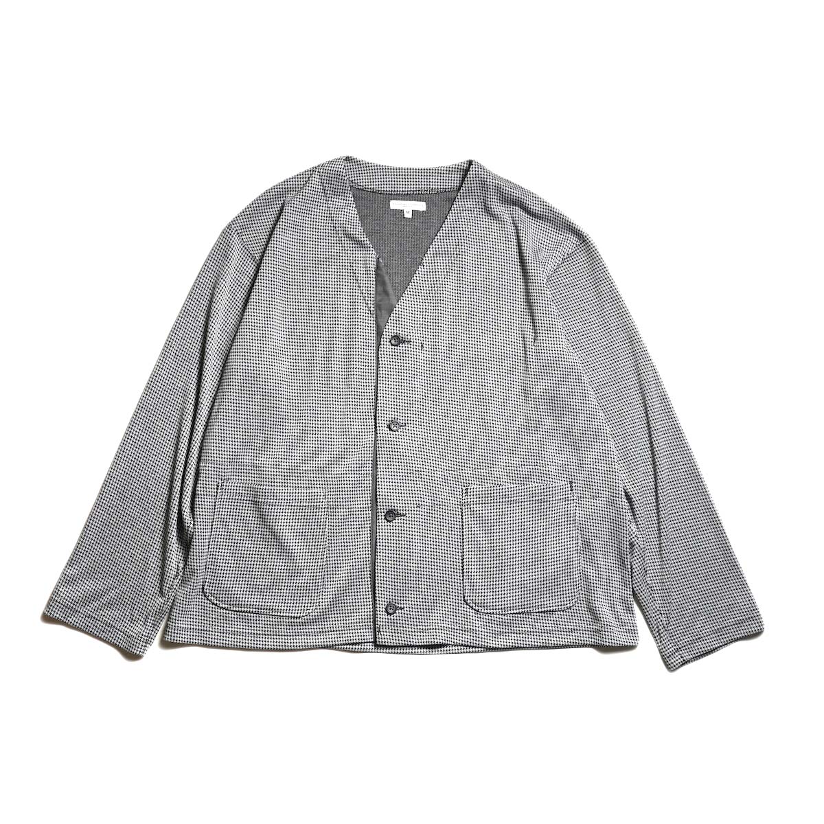 Engineered Garments / Knit Cardigan - Polyester Houndstooth Knit Jersey (Black / White)