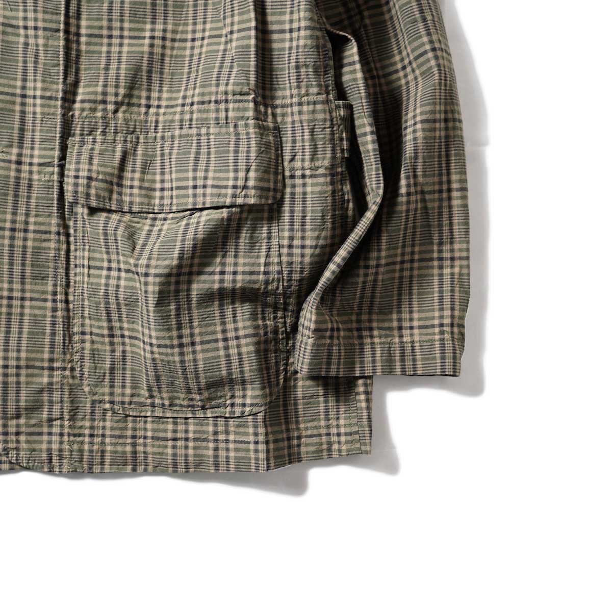 Engineered Garments / Loiter Jacket - Cotton Madras Check (Olive/Brown)裾、袖