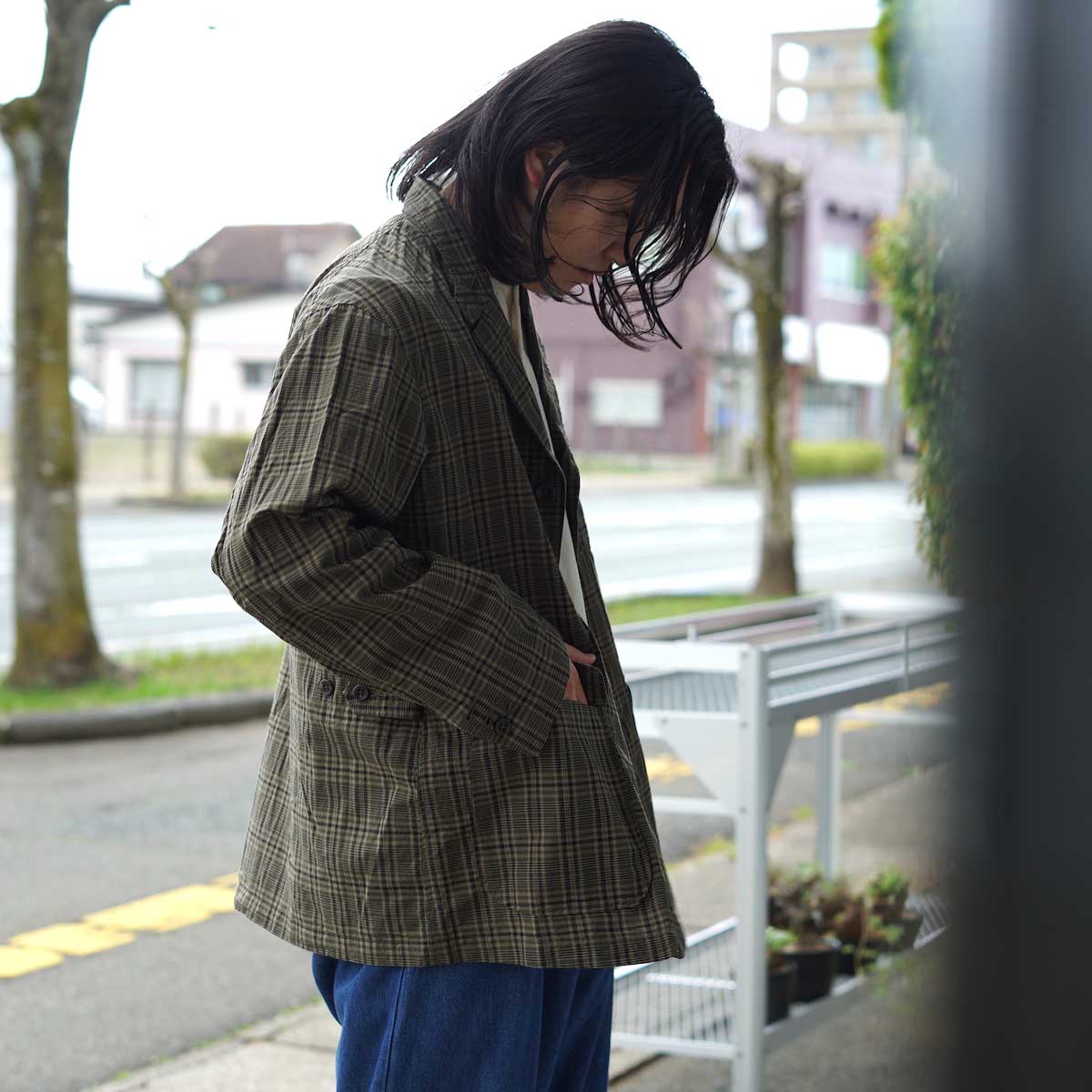  Engineered Garments / Loiter Jacket - Cotton Madras Check (Olive/Brown)172cm/S着用