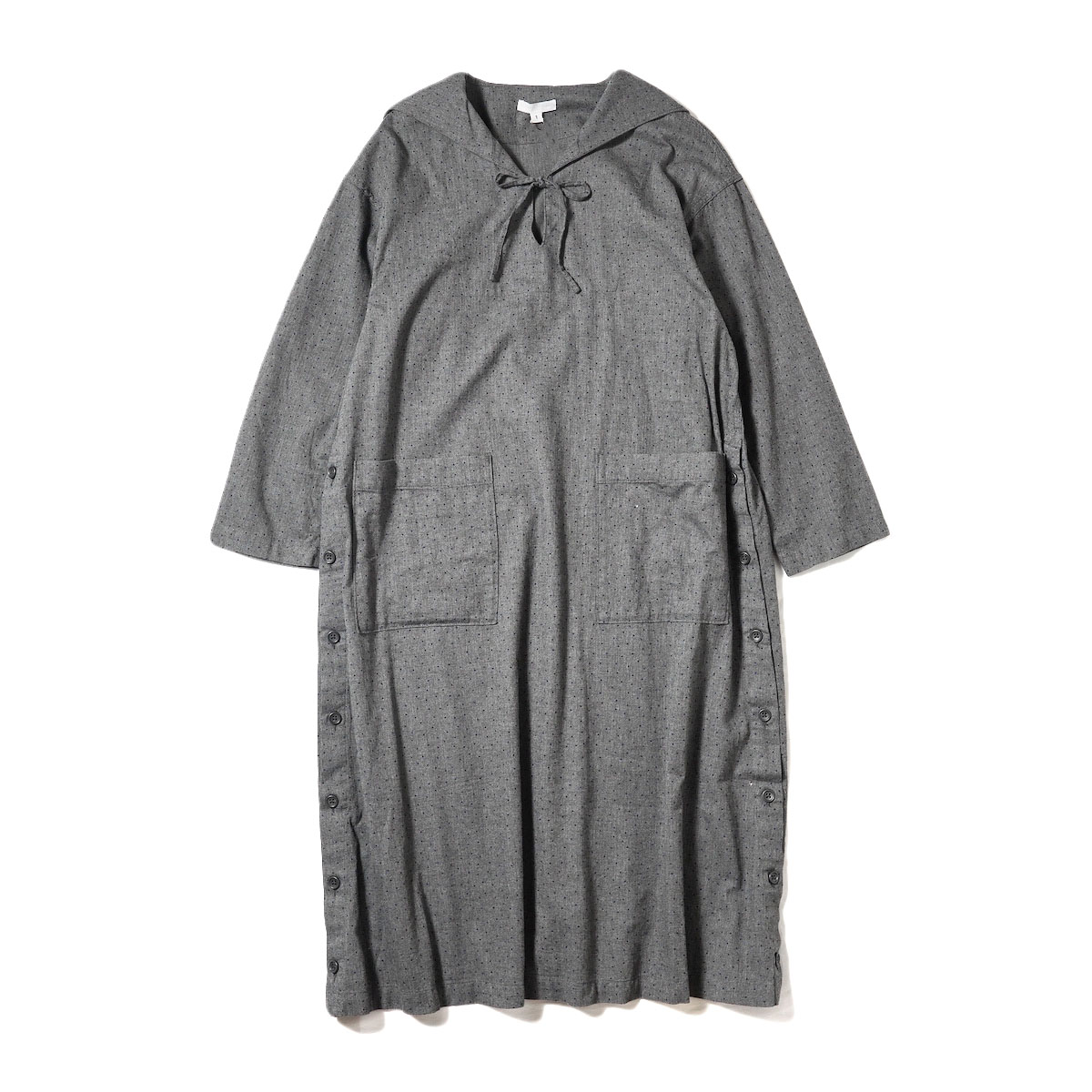 Engineered Garments / Sailor Dress (Grey with Navy Polka Dot Flannel)