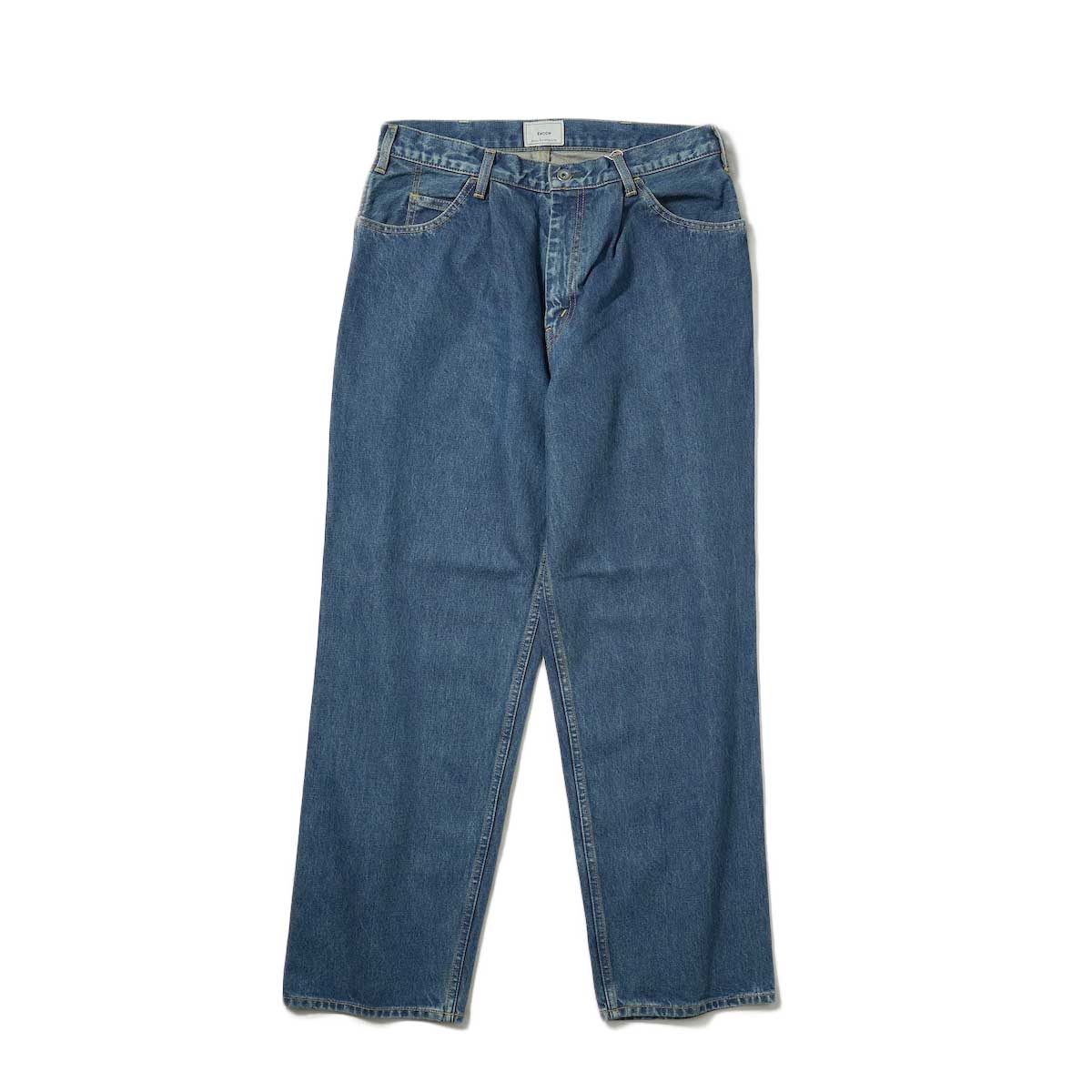 EVCON / 5POCKET TUCK WIDE DENIM PANTS BIO WASH(Blue)