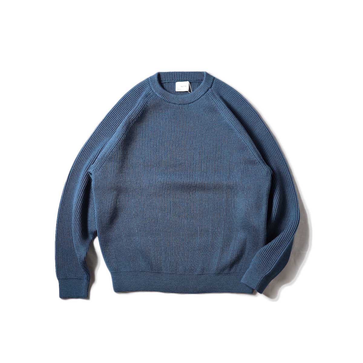 EVCON / SHETLAND WOOL LOW GAUGE CREW NECK KNIT (Blue)