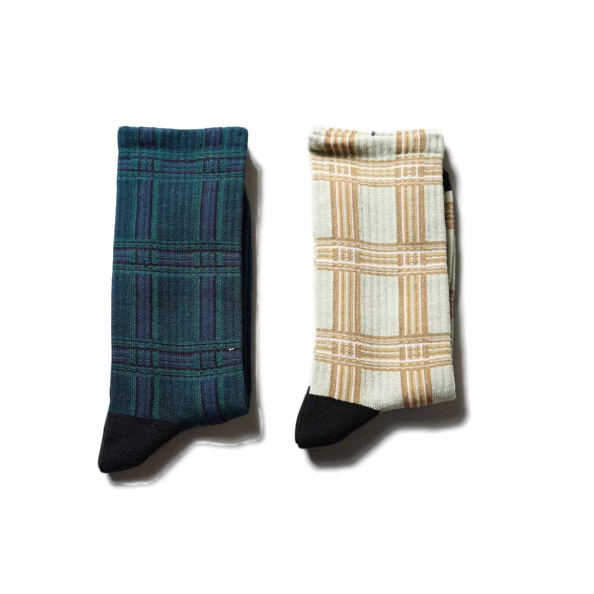 F-LAGSTUF-F / 2P CHECK SOX (Green/Gray)