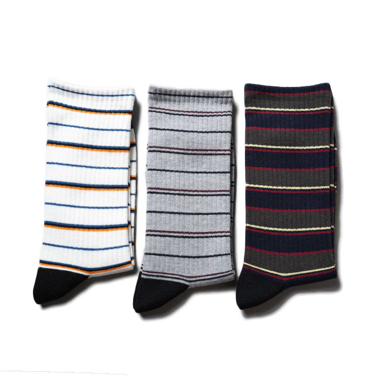 F-LAGSTUF-F / 3P BORDER SOX (White/Gray/Black)