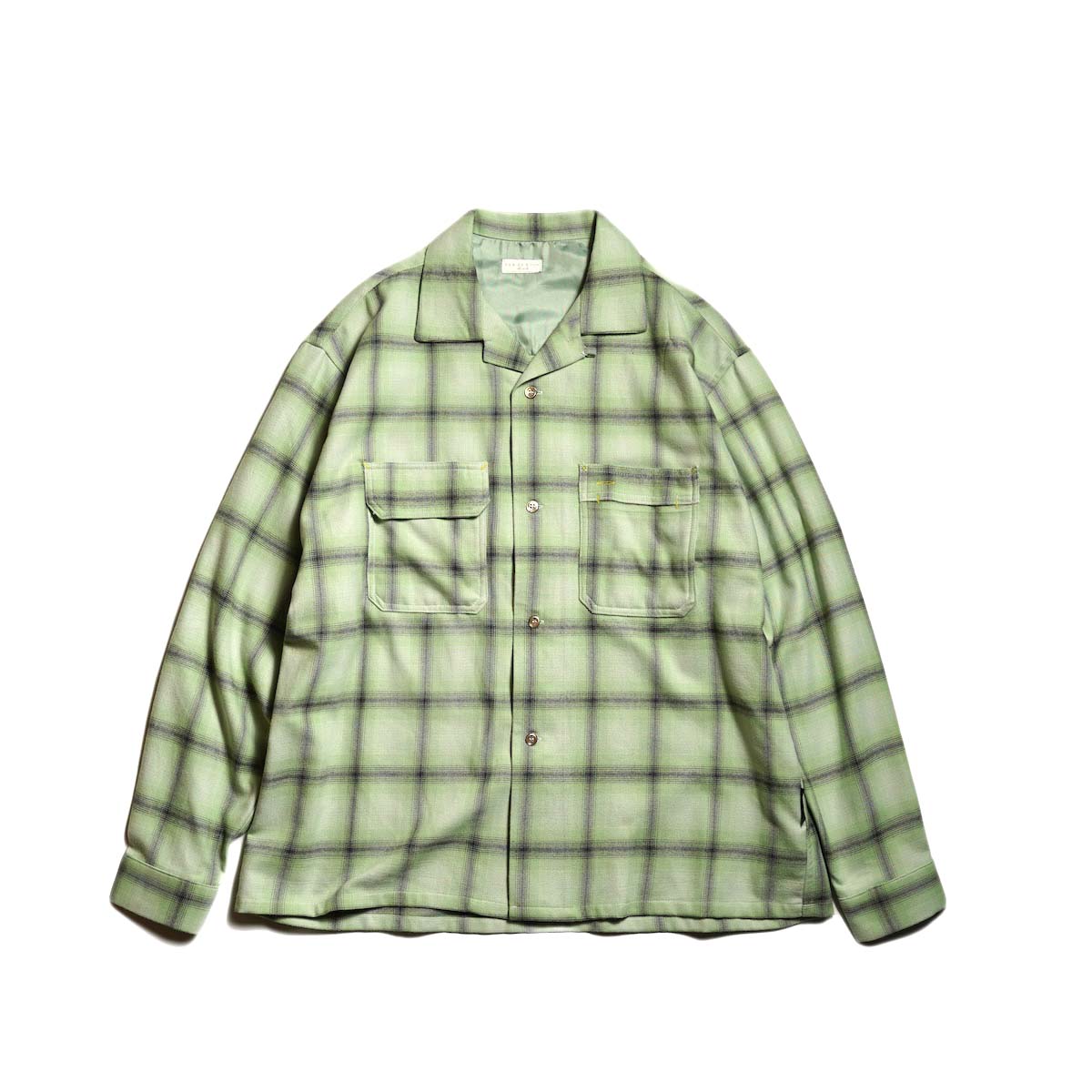 F-LAGSTUF-F / SHADOW PLAID L/S RAYON SHIRT (Green)