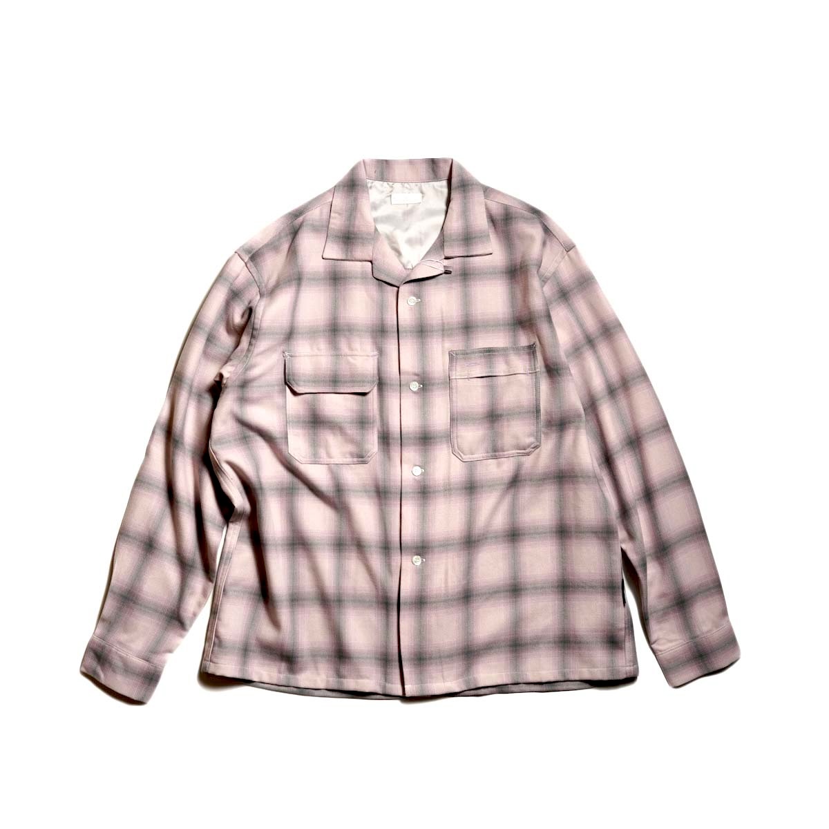 F-LAGSTUF-F / SHADOW PLAID L/S RAYON SHIRT (Pink)