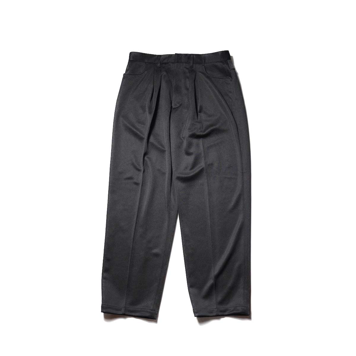 FARAH / Two tuck Wide Tapered Pants -Jersey (Black)