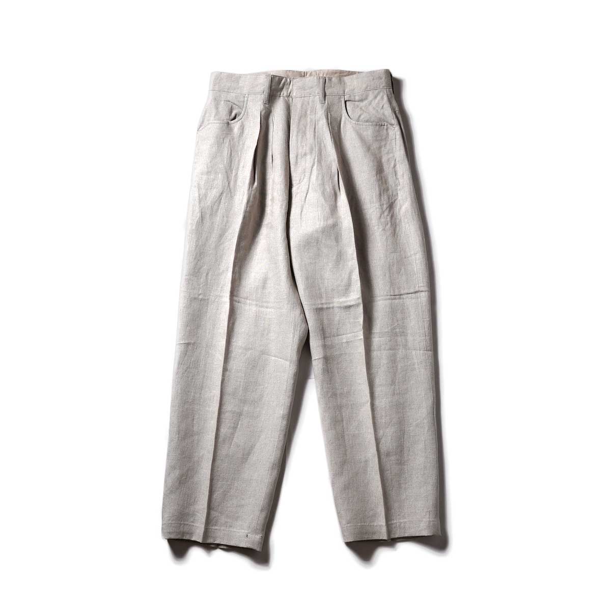 FARAH  / Two-tuck Wide Tapered Pants (Beige)正面