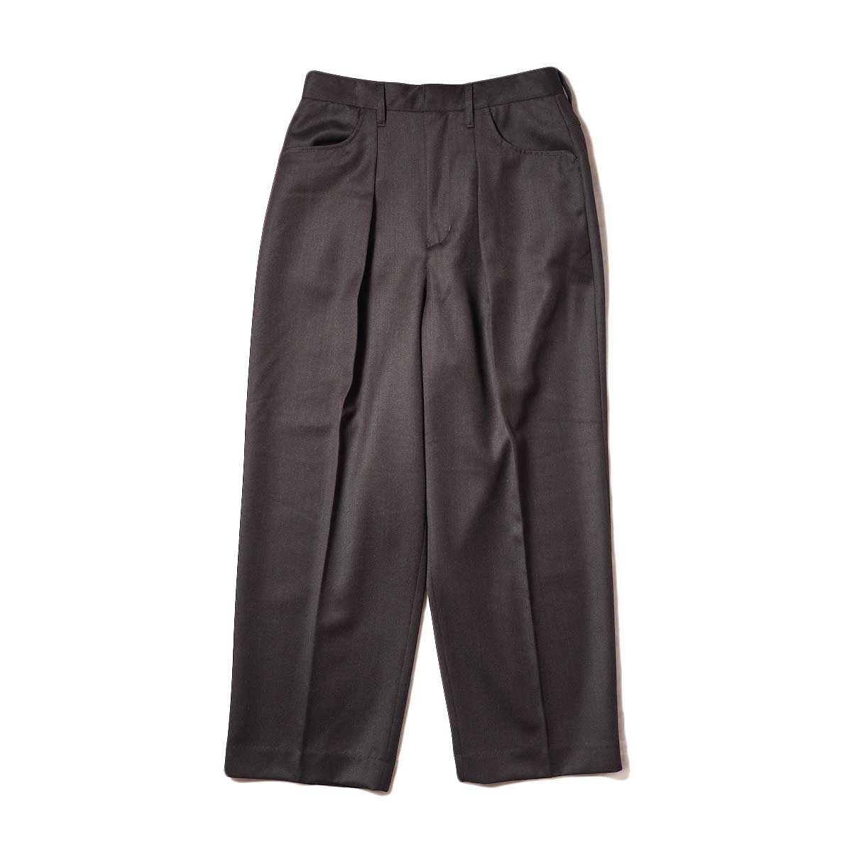 FARAH  / One-tuck Wide Pants (Dark Brown) 正面