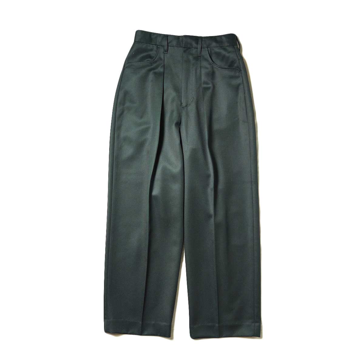 FARAH  / One-tuck Wide Pants (Dark Green) 正面