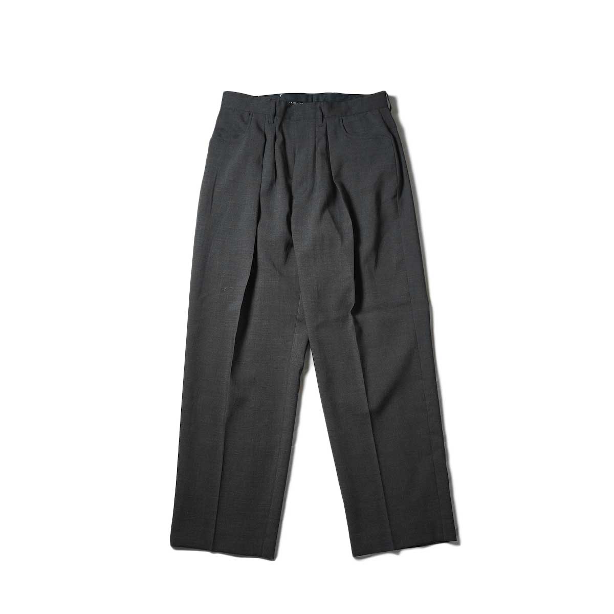 FARAH  / Two-tuck Wide Tapered Pants - T/R ホップサック (Charcoal Grey)