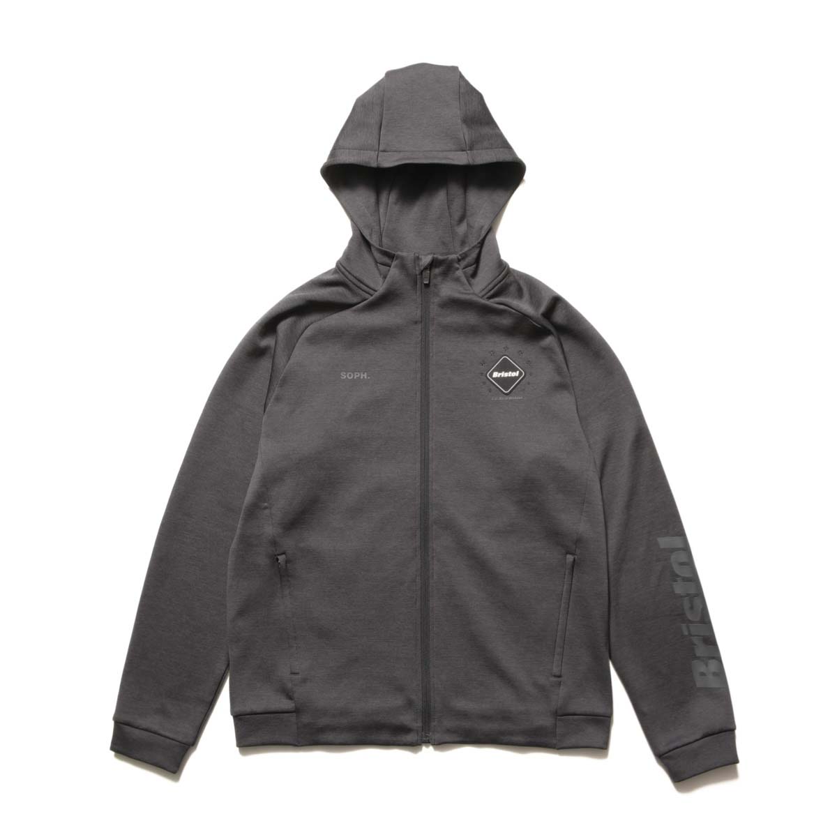 F.C.Real Bristol / QUARTER KNIT ESSENTIAL ZIP-UP HOODIE (Charcoal Gray)