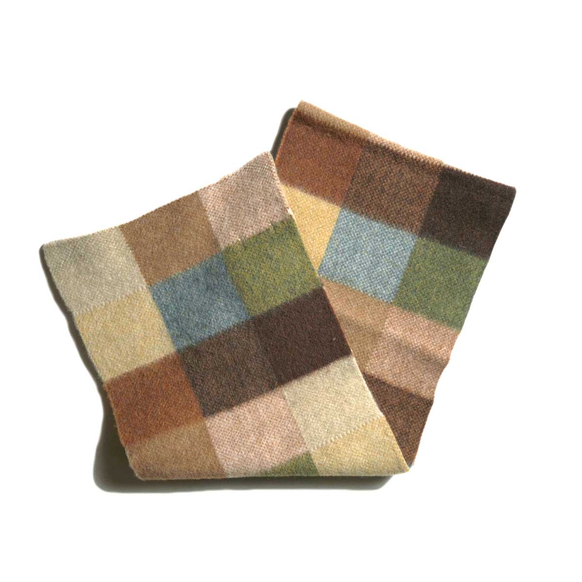 GLEN GORDON / LAMBSWOOL BRUSHED CHECK JACQUARD SCARF (Brown)