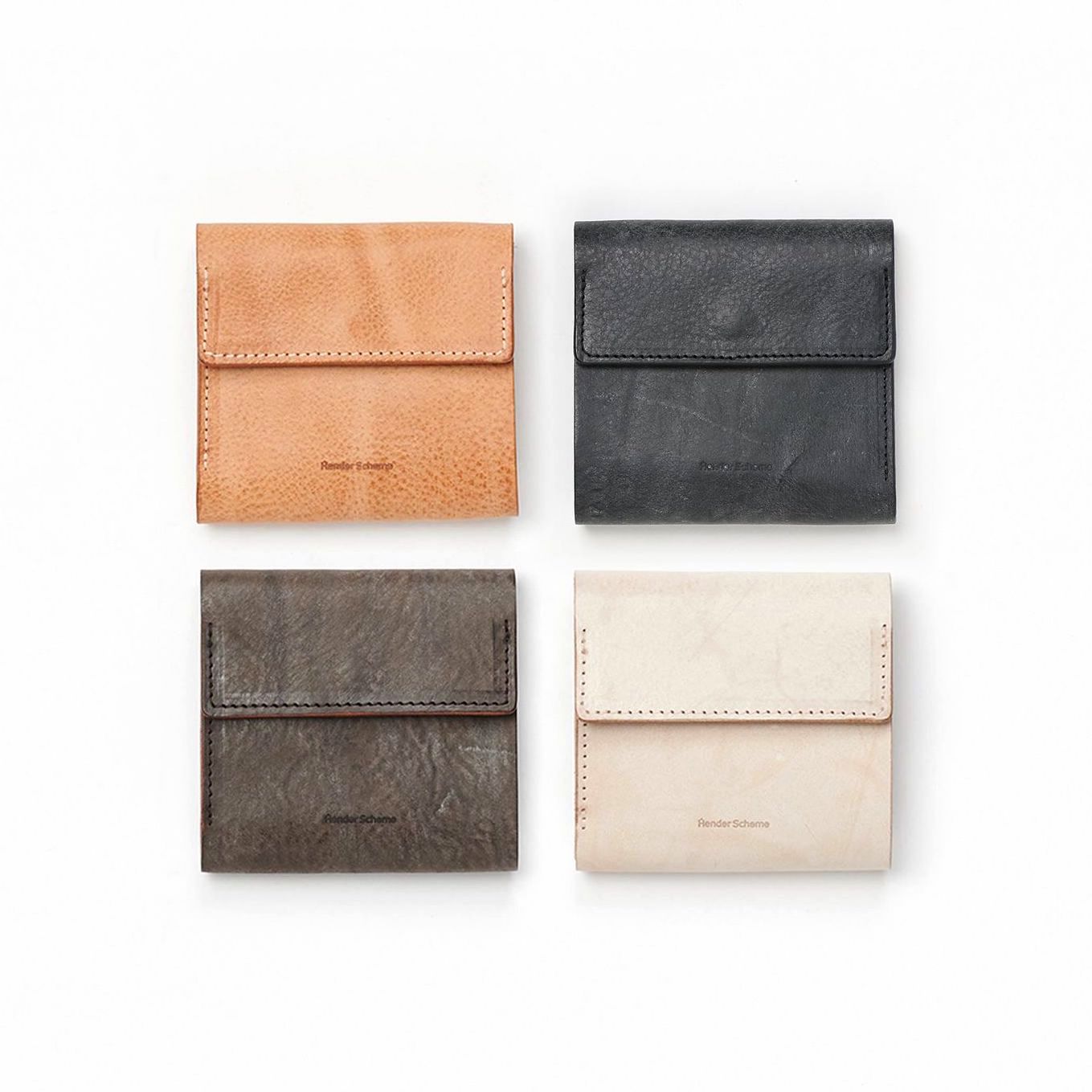 Hender Scheme / clasp wallet 左上natural , 右上black , 左下choco , 右下ivory