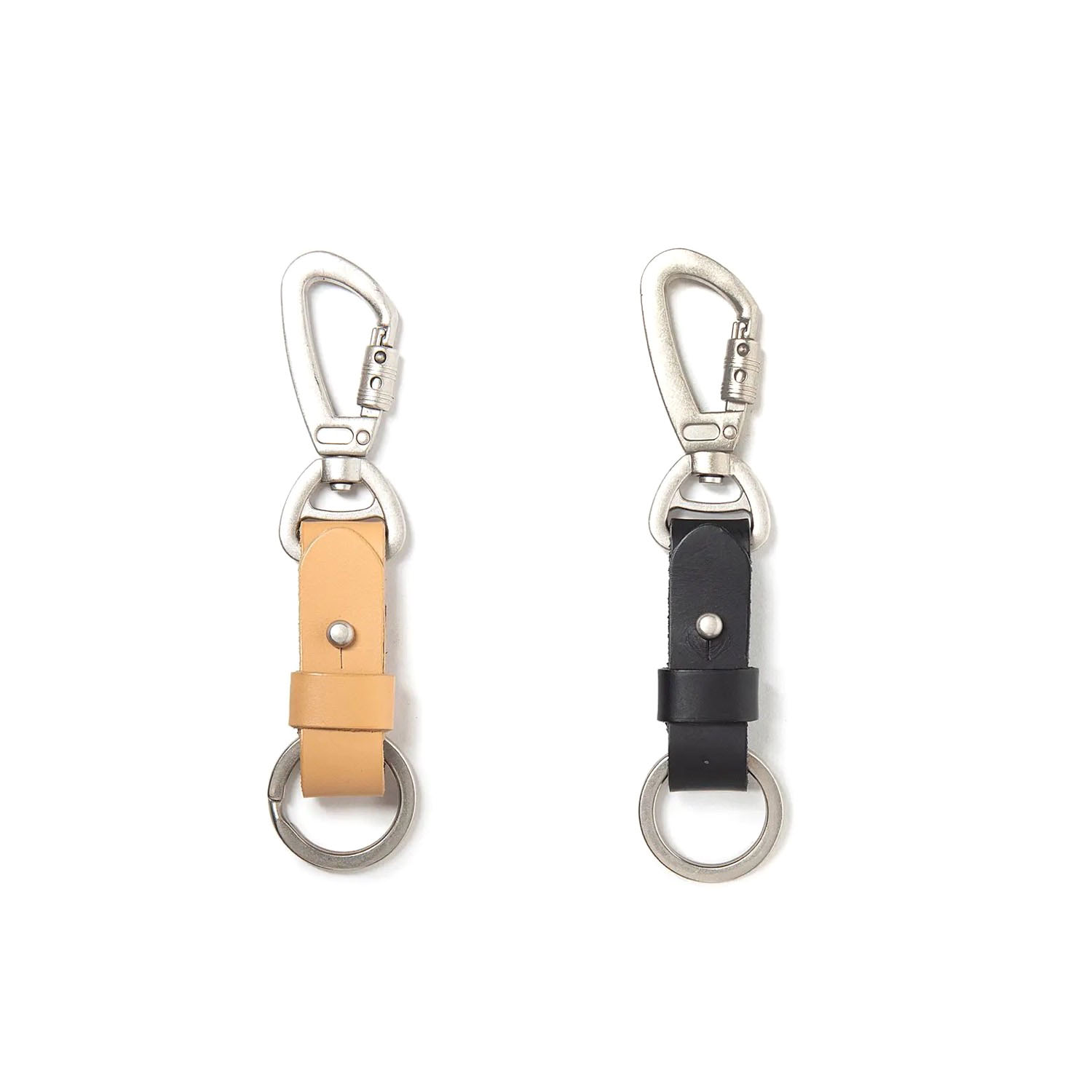 HOBO / BUTTON STUD KEY RING SMOOTH COW LEATHER (Natural,Black)