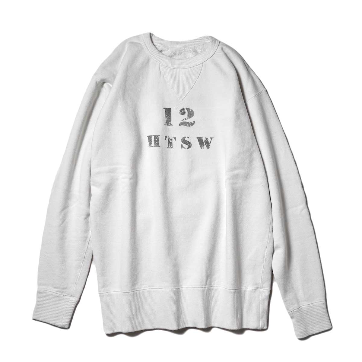 HTS / PRINT SWEAT SHIRT (Mineral White×Off Black) 正面