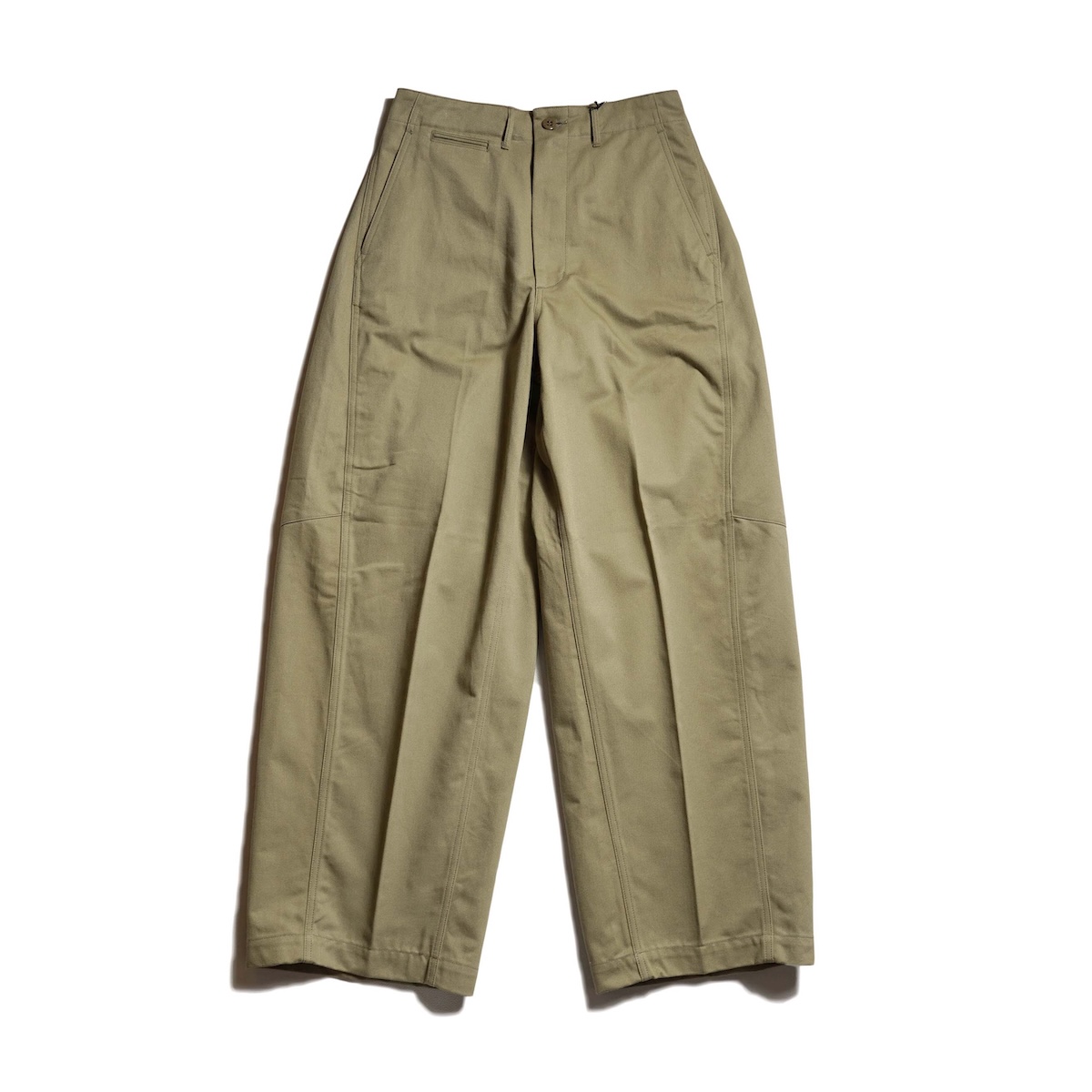 HYKE / BARREL LEG CHINO TROUSERS (Khaki)