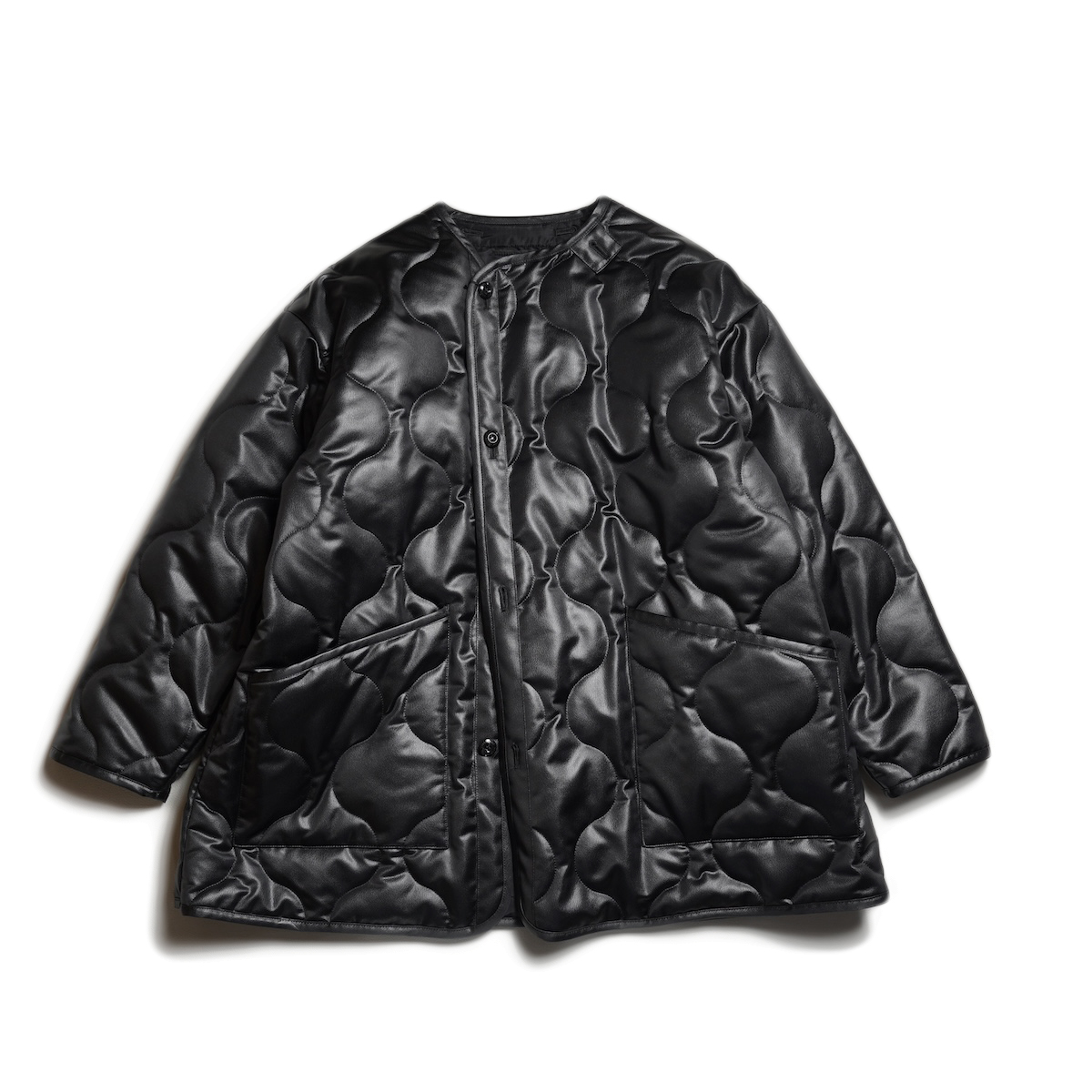 HYKE / FAUX LEATHER QUILTED JACKET (Black)