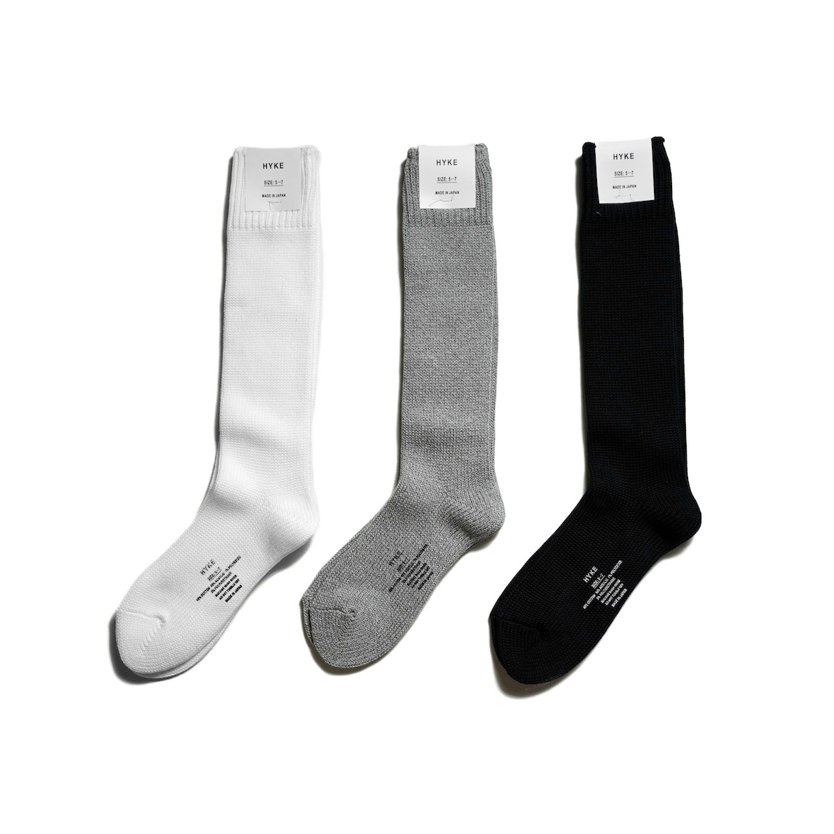 HYKE / SOCKS (White/Top Gray/Black)