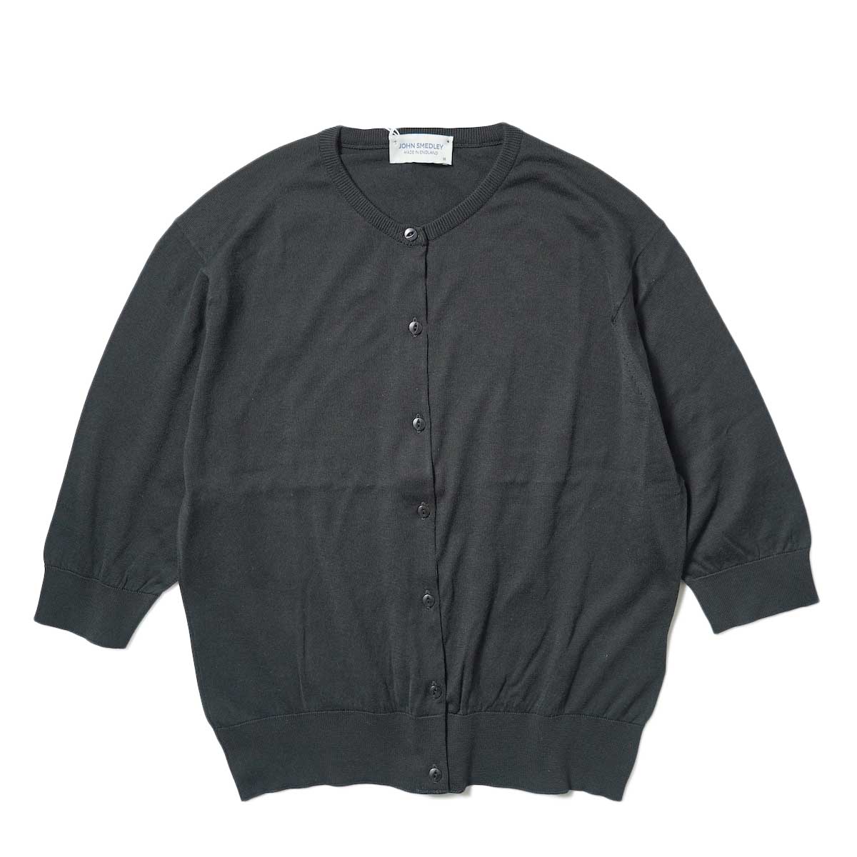 JOHN SMEDLEY / WMS CARDIGAN RN SS (Black)