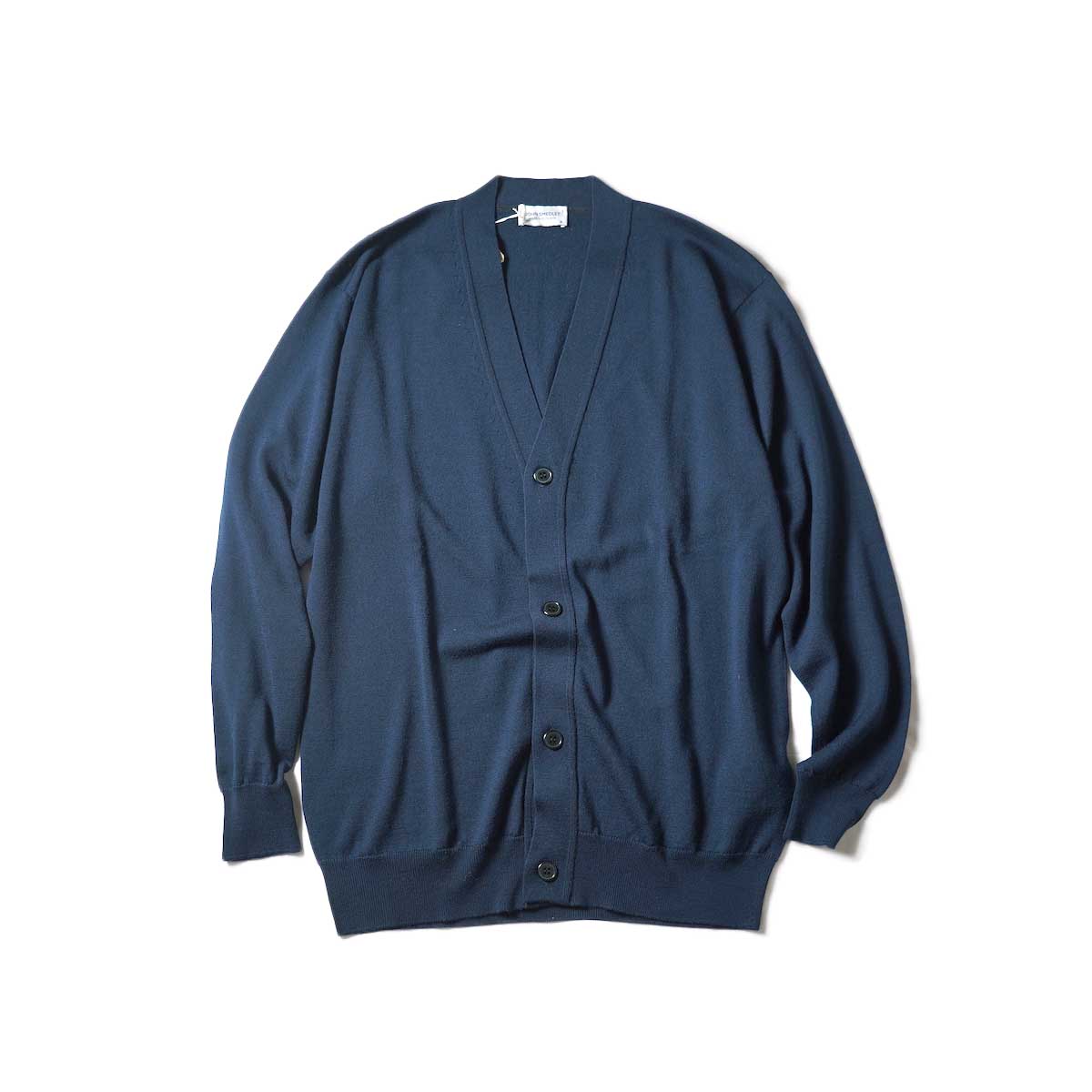 JOHN SMEDLEY / A4590 CARDIGAN VN LS (Orion Green)正面