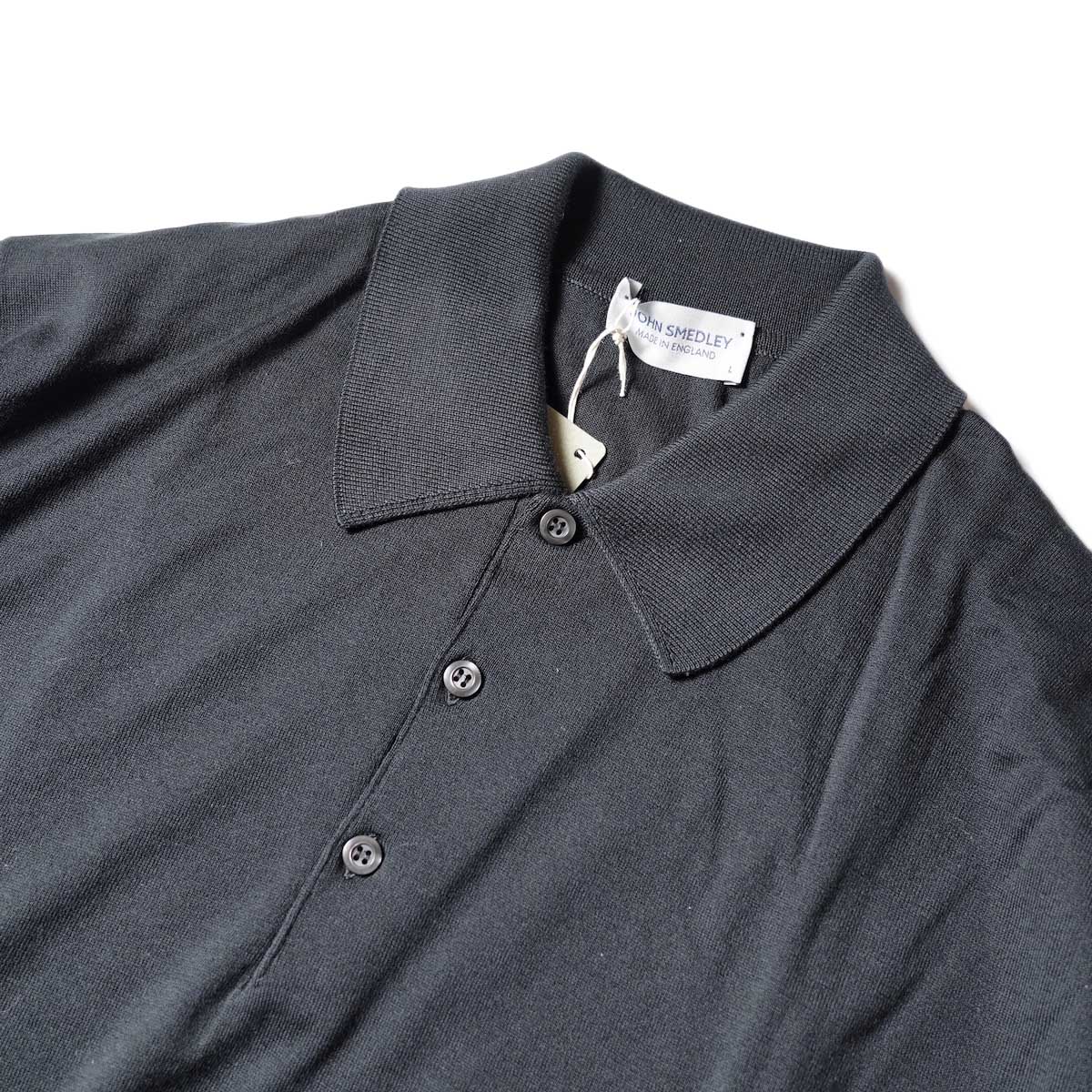 JOHN SMEDLEY / ISIS S/S Knit Polo (Black)ネック