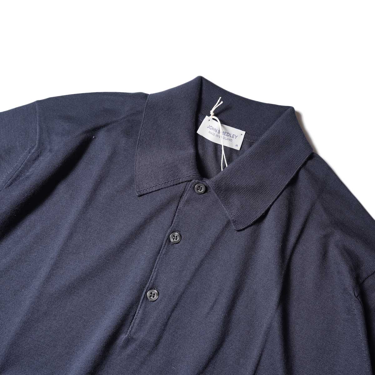 JOHN SMEDLEY / ISIS S/S Knit Polo (Navy)ネック