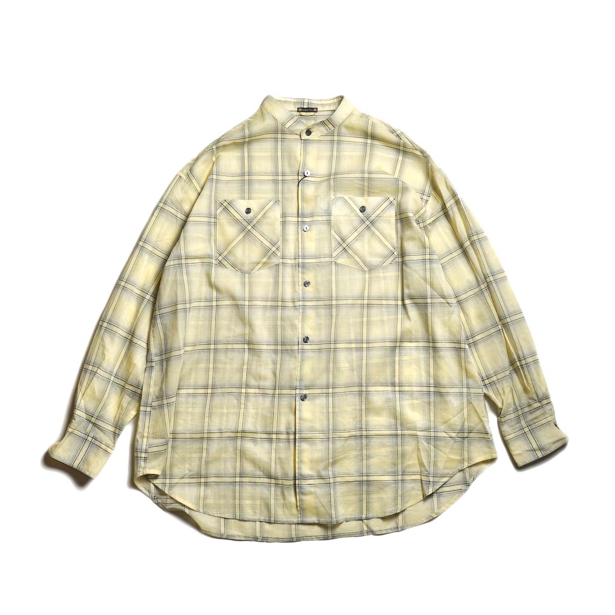 KHA:KI / SHEER CHECK OVER SHIRTS (Yellow)