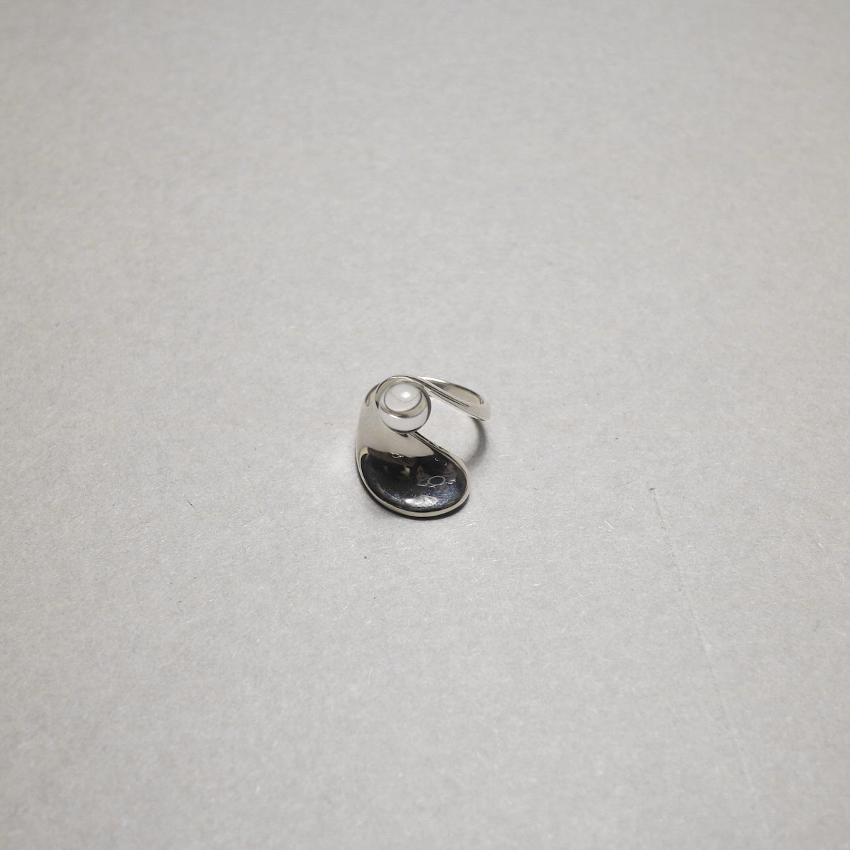 LAN / glass × silver wave ring