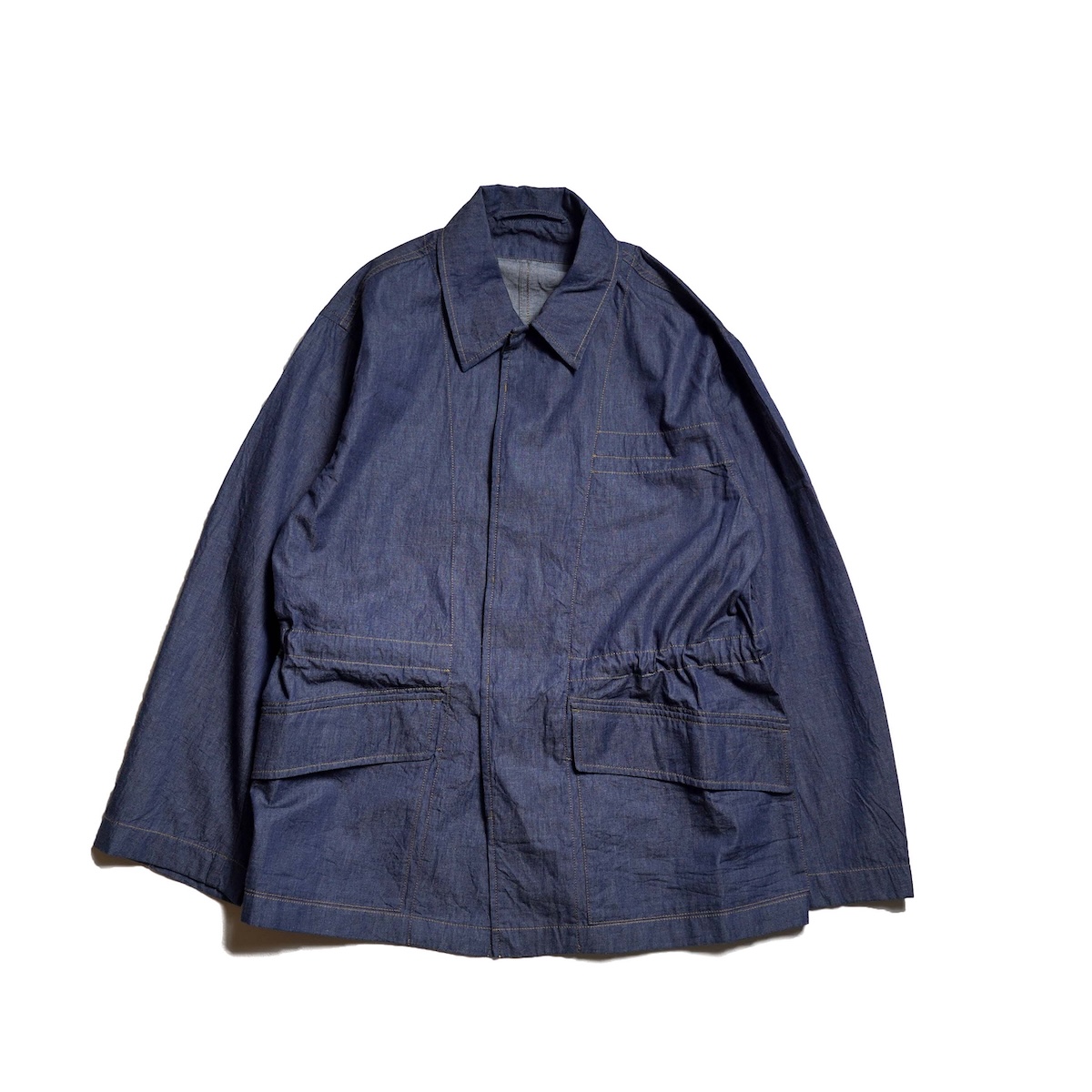 maison de soil / LIGHT WEIGHT DENIM FLY FRONT JACKET (DK.Indigo)