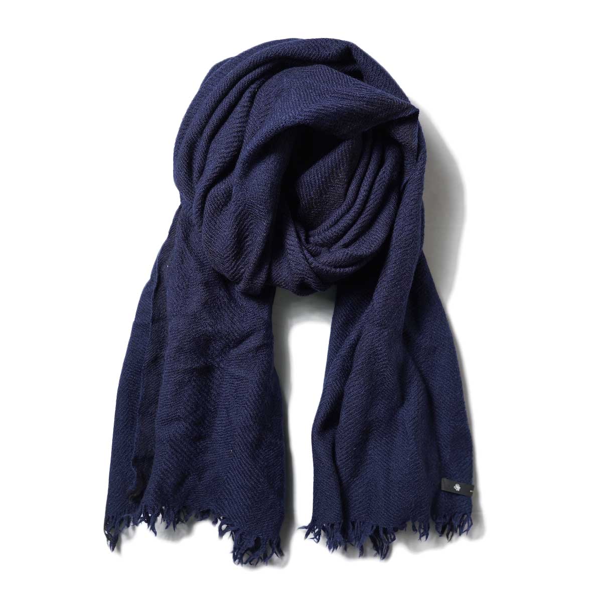 maison de soil / WOOL SILK BIG SELVEDGE STOLE (Navy / Black / Navy)