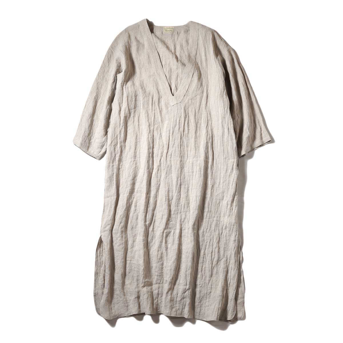 MexiPa / Linen Mexican Maxi Dress (Natural)