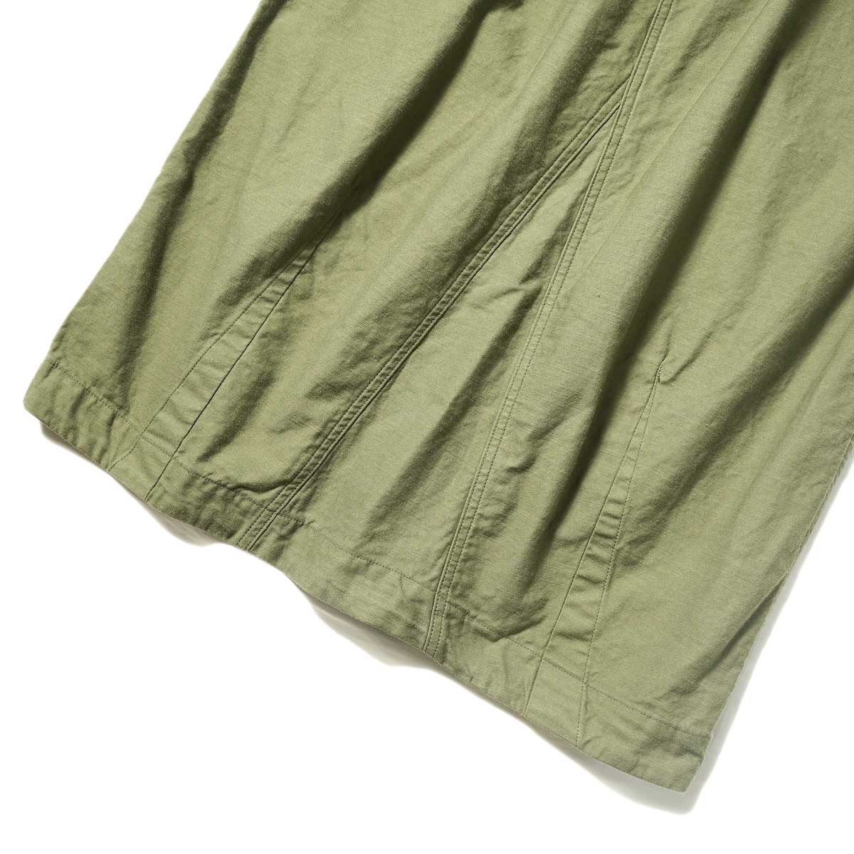 Needles / String Fatigue Skirt - Back Sateen (Olive) 正面・裾