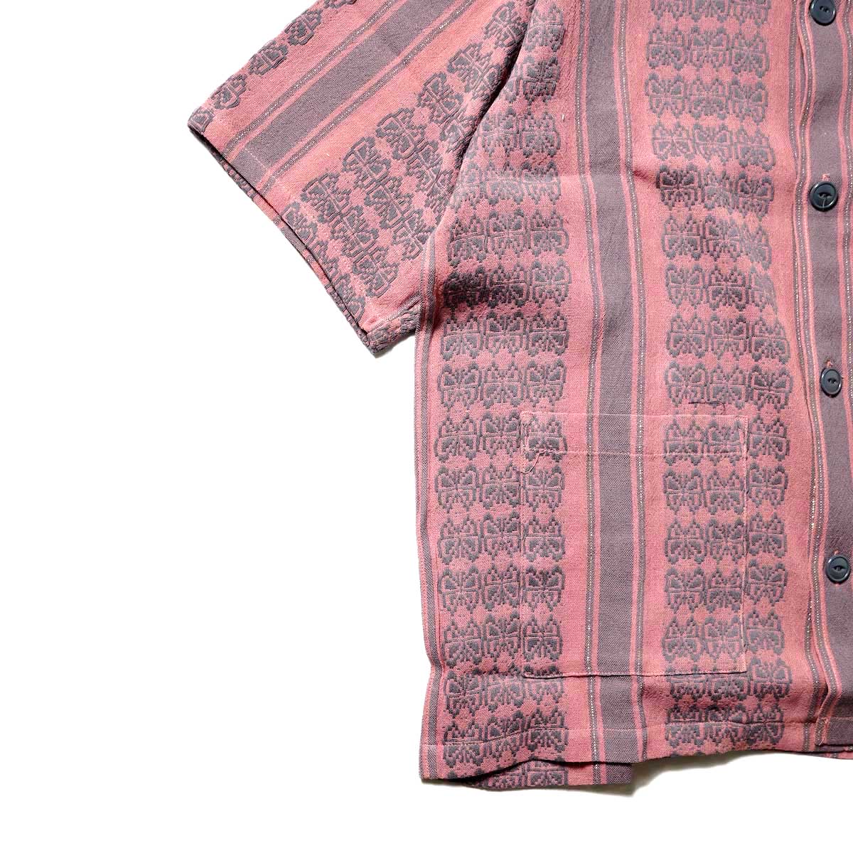 Needles / CABANA SHIRT - PAPILLON STRIPE DOBBY JQ. (Pink)裾、袖