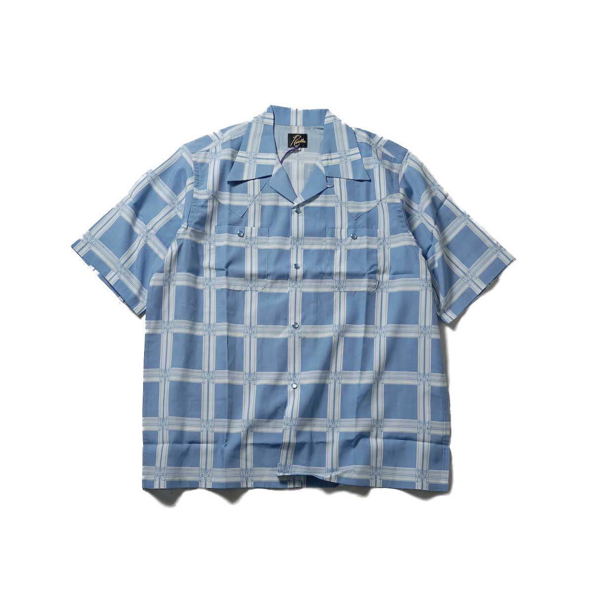 Needles / S/S Cowboy One-Up Shirt - R/C Lawn Cloth / Papillon Plaid(Blue)