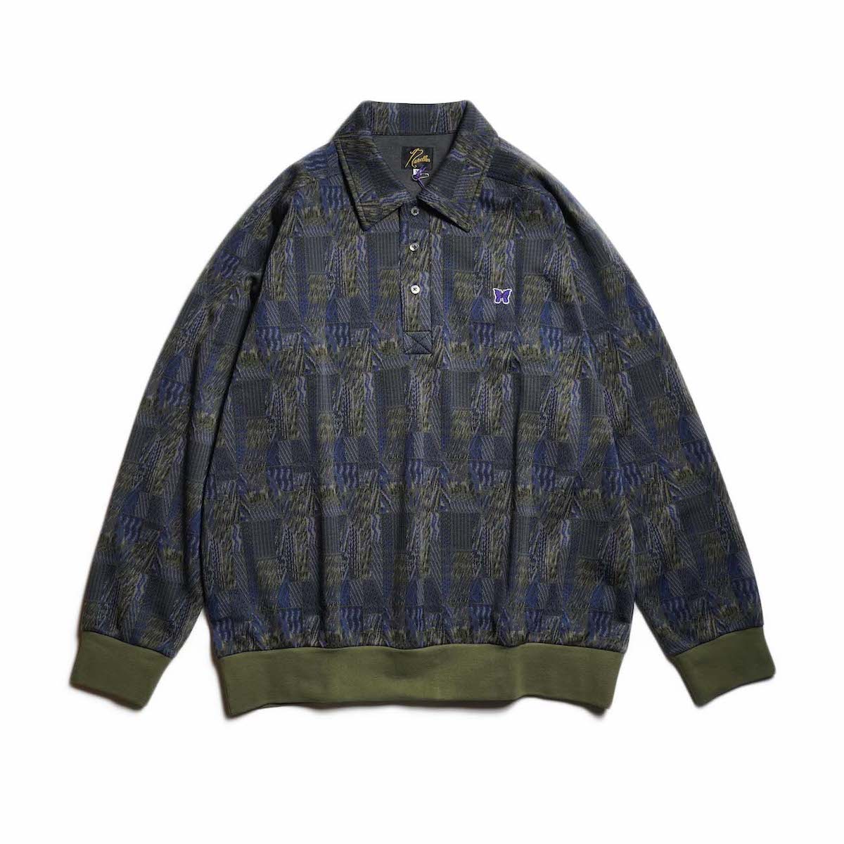 Needles / Pullover Knit Shirt - Poly Jq. / Abstract (Olive)
