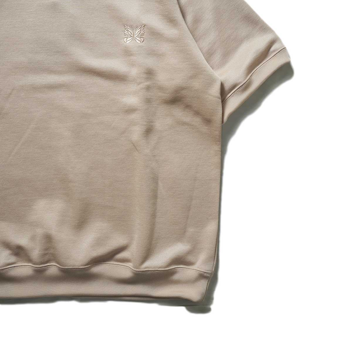 Needles / S/S Mock Neck Tee (Old rose)袖、裾