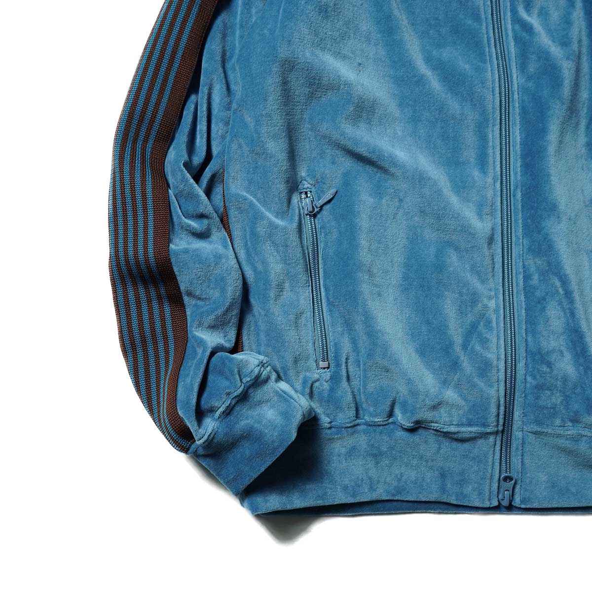 Needles / R.C.Track Jacket - C/Pe Velour (Blue Gray)袖、裾
