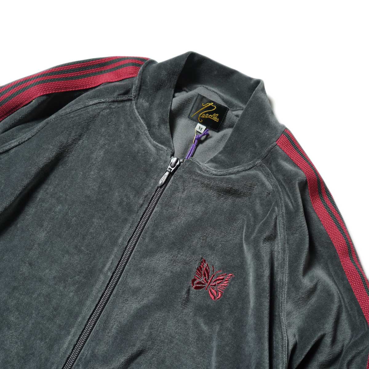 Needles / R.C.Track Jacket - C/Pe Velour (Charcoal)ネック