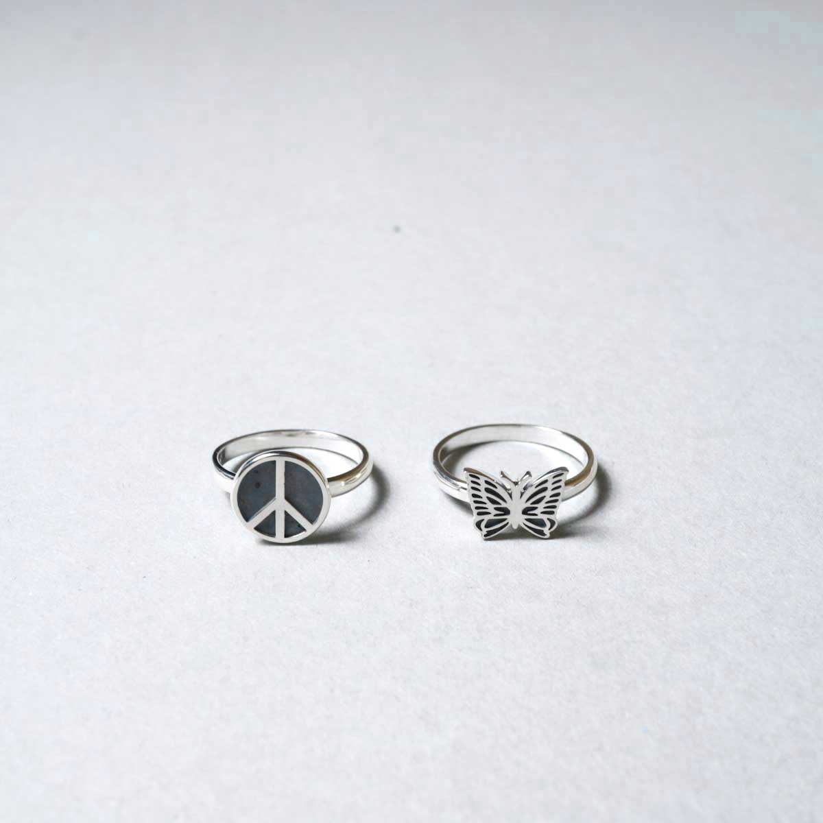 Needles / Ring 925 Silver  2種類(左:Peace,右:Papillon)