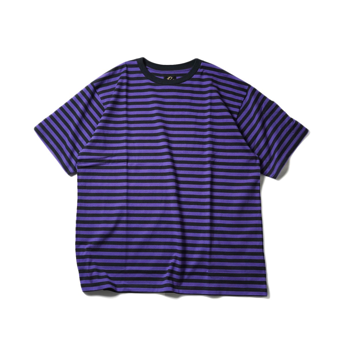 Needles / S/S Crew Neck Tee - Cotton Stripe Jersey (Black/Purple)正面