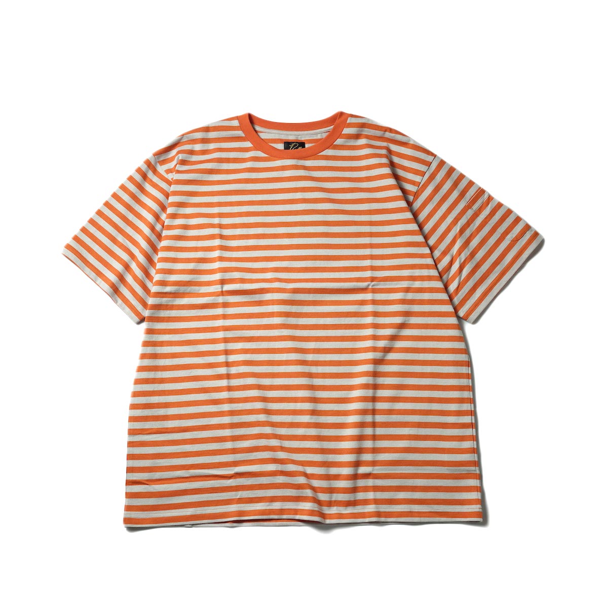 Needles / S/S Crew Neck Tee - Cotton Stripe Jersey (Orange/Beige)