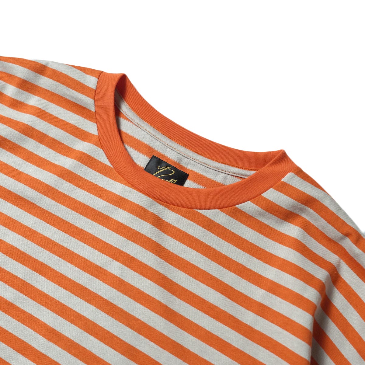 Needles / S/S Crew Neck Tee - Cotton Stripe Jersey (Orange/Beige)リブ