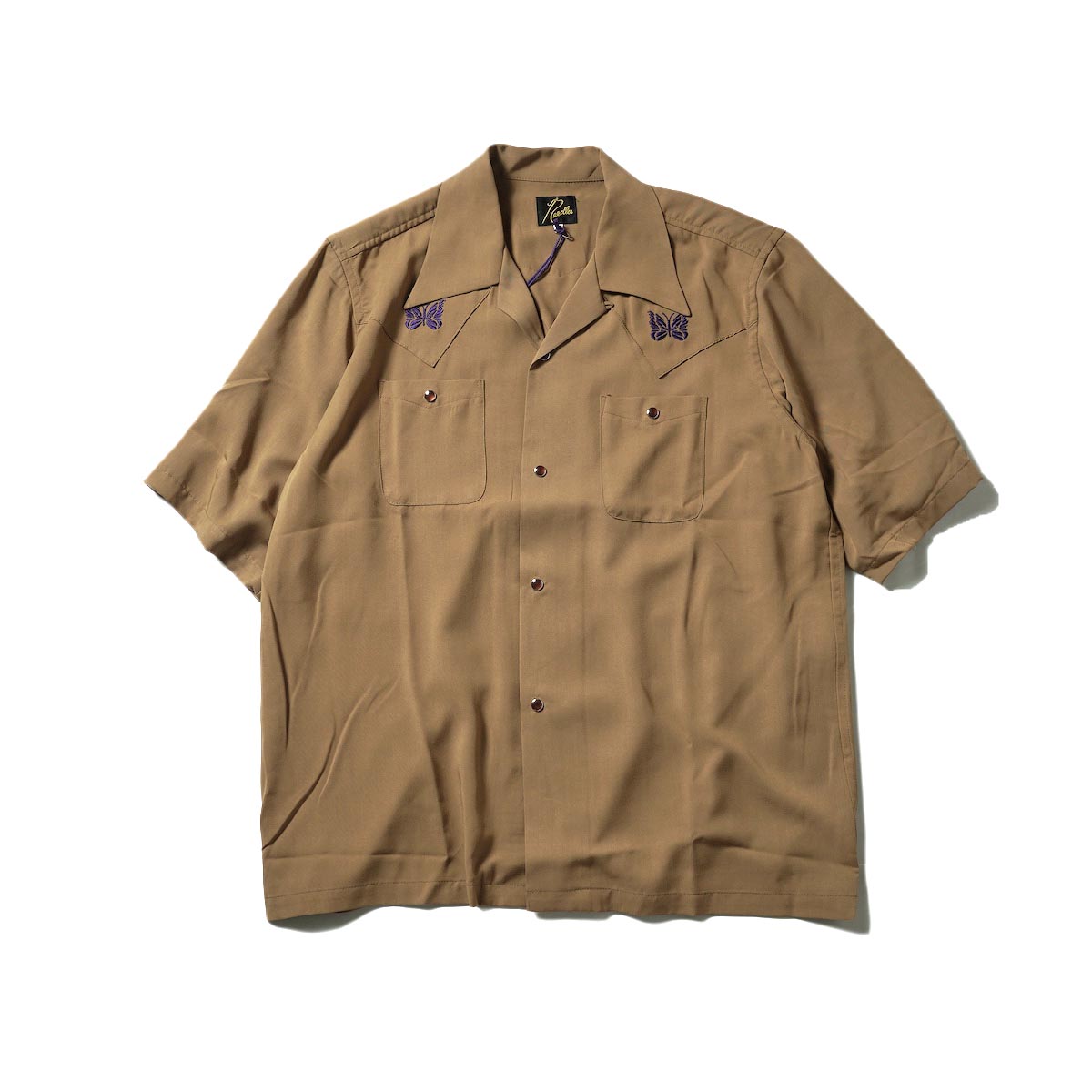 Needles / S/S Cowboy One-Up Shirt - R/PE Twill (Brown正面