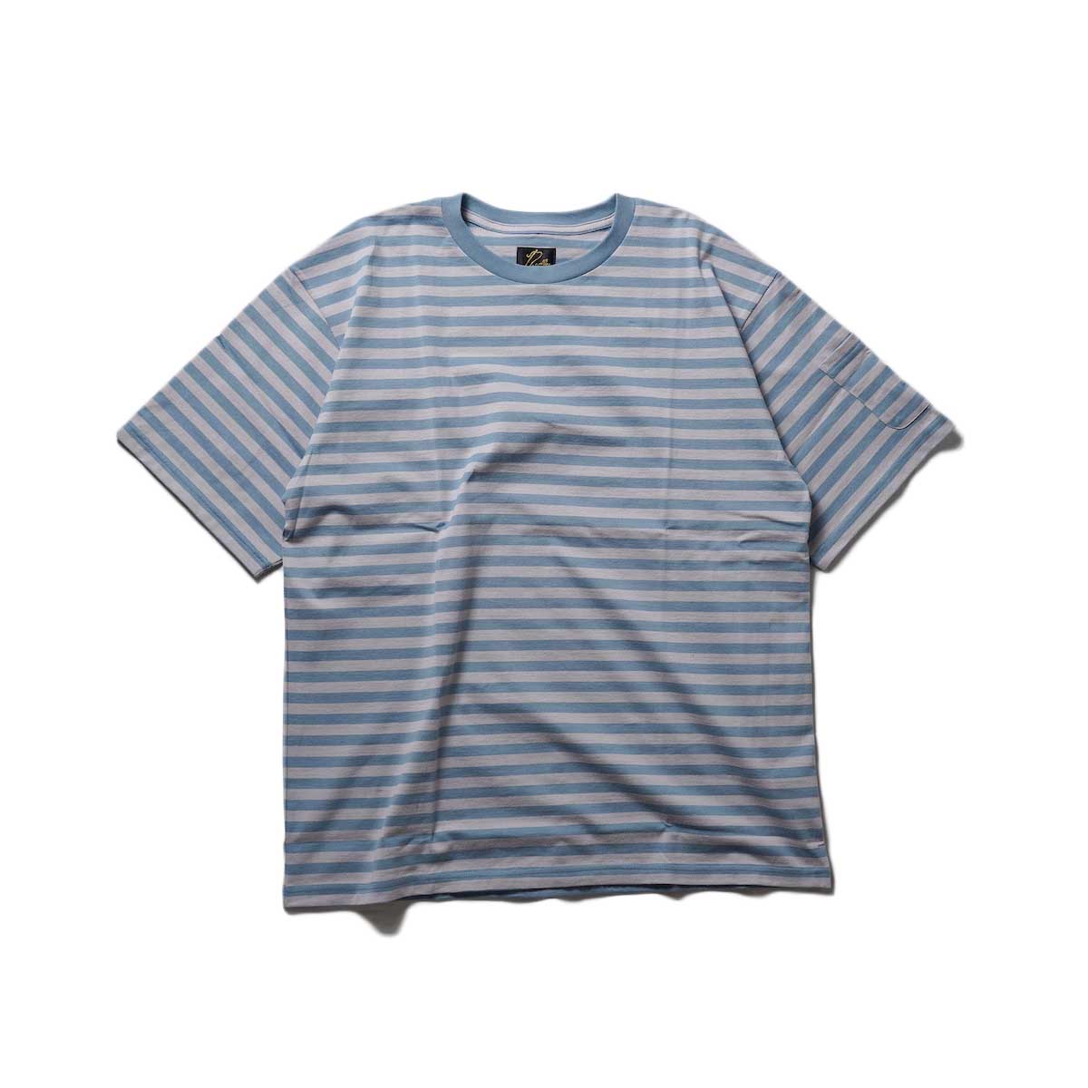 Needles / S/S Crew Neck Tee - Cotton Stripe Jersey (Blu Grey)