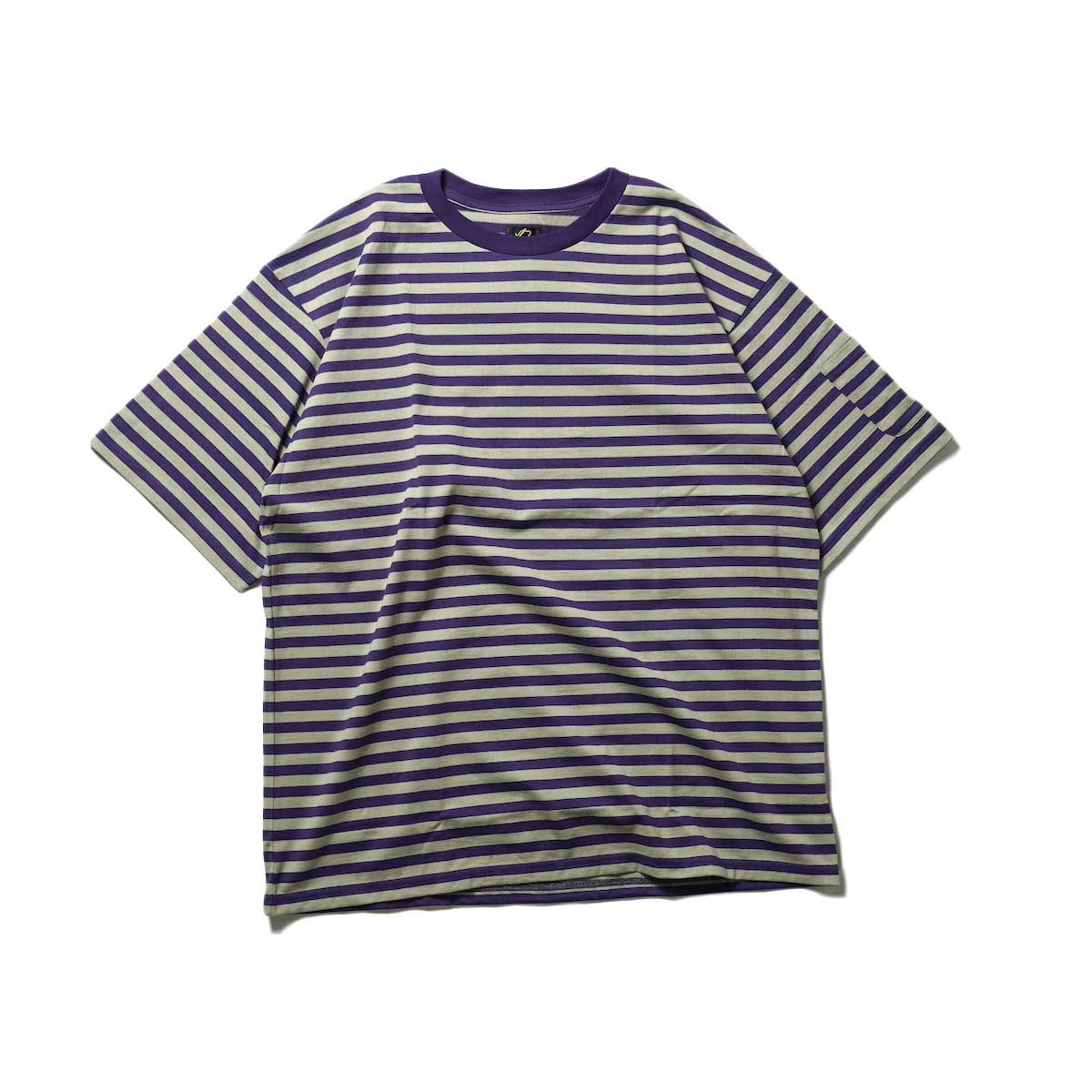 Needles / S/S Crew Neck Tee - Cotton Stripe Jersey (Purple)