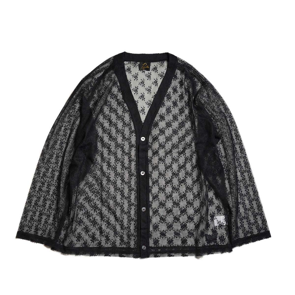 Needles / V-Neck Cardigan - Floral Raschel Lace (Black)