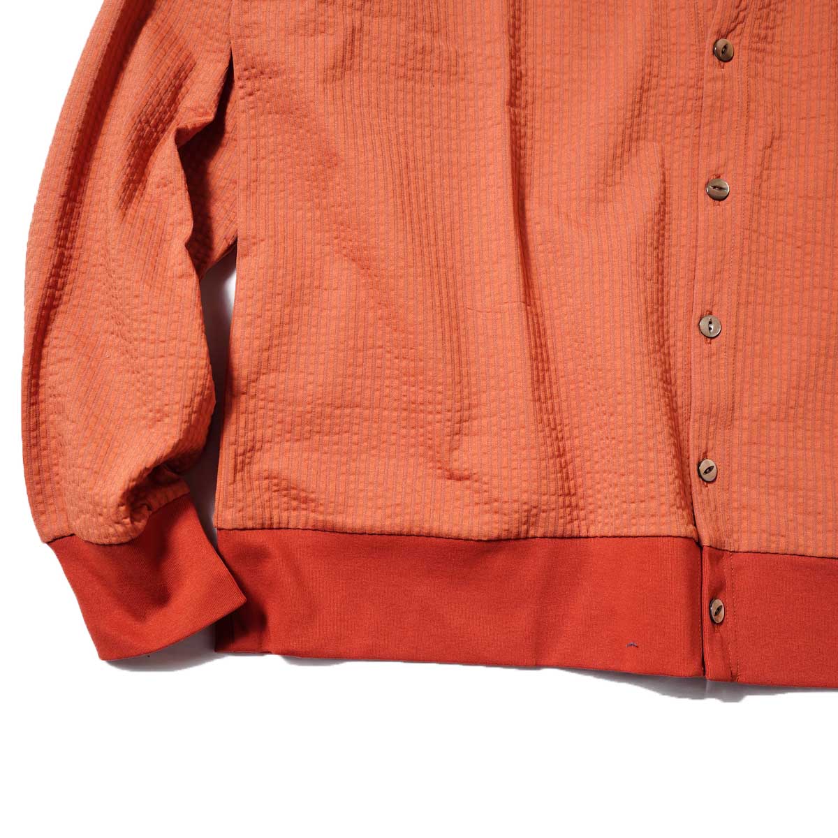 Needles / V NECK CARDIGAN - C/PE SUCKER JERSEY (Orange)袖・裾